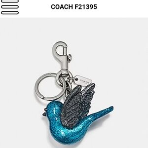 Coach Teal Bird Glitter Resin Bag Charm Style #21395